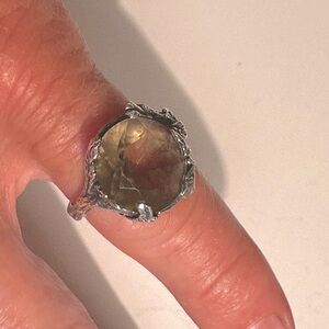 Baroque Stone Silver Ring